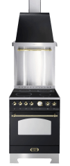 Cooker package Black/Brass – Dolce vita 60 cm Induction (cooker + extractor hood + splashback)