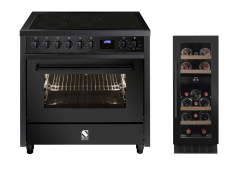Spis- och vinkylspaket - Steel Enfasi 90 cm induktion + mQuvée inbyggbar vinkyl