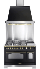 Ensemble piano de cuisson - Dolce Vita 120 cm (2 fours) (Noir/Laiton) Gaz/Induction