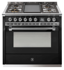 Ascot - Combi-steam - Gasskomfyr 90 cm (1 ovn) (Nero/Chrome) + BBQ