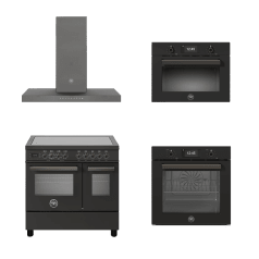 Komfyrpakke - Professional Carbonio 90 cm (komfyr + vifte + kombinasjonsovn + innbyggbar ovn) Induksjon