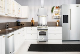 Hvitevarepakke - Lofra Dolce Vita 60 cm (Komfyr + Oppvaskmaskin + Kjøleskap + Vifte + Veggbeskyttelse) Gas