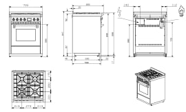  Ascot - Combi-steam - Gasskomfyr  70 cm (1 ovn) (Antracite/Bronze