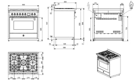 Ascot - Combi-steam - Gaskomfyr 90 cm (1 ovn) (Nero/Brass)