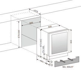 Sisäänrakennettava viinikaappi - WineCave 800 60D Stainless