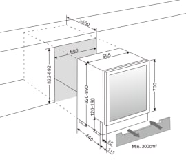 Sisäänrakennettava viinikaappi – WineCave 700 60D All Black