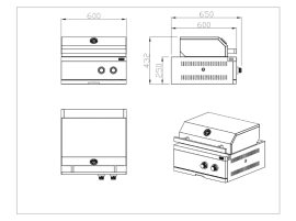Nordic Line - Integrerbar gassgrill (2 brennere) - Svart