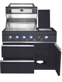 Pure - Fritstående gasgrill med 4 blus og infrarød sidebrænder - Sort