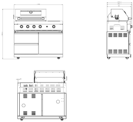 Pure - Free-standing gas grill with 4 burners and infrared side burner - Stainless