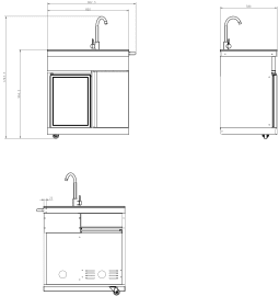 Pure - Module met koelkast, aanrecht en opbergkast - RVS