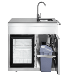 Pure - Module met koelkast, aanrecht en opbergkast - RVS
