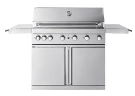Stainless Collection - Frittstående gassgrill med 6 brennere, infravarme og sidebord