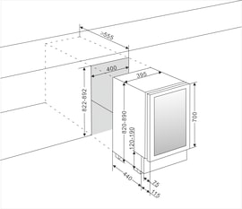 Vinkøleskab til indbygning - WineCave 700 40D Stainless - Kromhåndtag