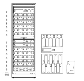Sisäänrakennettava viinikaappi - WineCave 187 Stainless - Messinkikahva