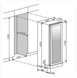 Sisäänrakennettava viinikaappi - WineCave 187 Stainless - Messinkikahva