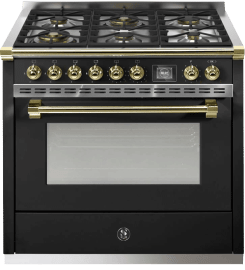 Ascot - Combi-steam - Gaskomfyr 90 cm (1 ovn) (Nero/Brass)