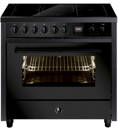 Komfyr- og vinskap-pakke - Steel Enfasi 90 cm All Black + mQuvée innbyggingsbart vinskap