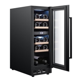 (Outlet) - Innbyggbart vinskap - Arctic Collection 30D Fullglass Black