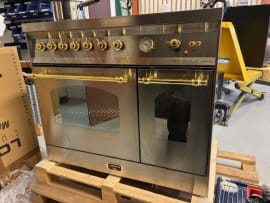 (Outlet) - Dolce Vita - Induktionsspis 90 cm (2 ugnar) (Rostfri/Mässing) 