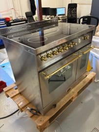 (Outlet) - Dolce Vita - Induktionsspis 90 cm (2 ugnar) (Rostfri/Mässing) 