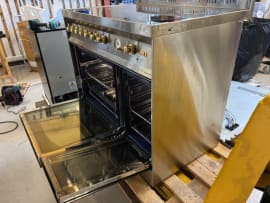 (Outlet) - Dolce Vita - Induktionsspis 90 cm (2 ugnar) (Rostfri/Mässing) 