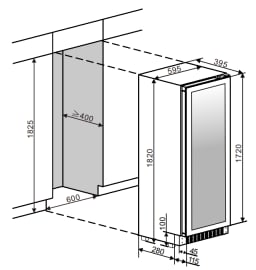 (Outlet) - Vinkøleskab til indbygning - WineCave Slim 182D Fullglass Black