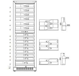 (Outlet) - Inbyggbar vinkyl - WineCave Slim 182D Fullglass Black