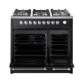 cuore-90-cm-2-backofen-schwarz-geburstetes-messing-gasherd