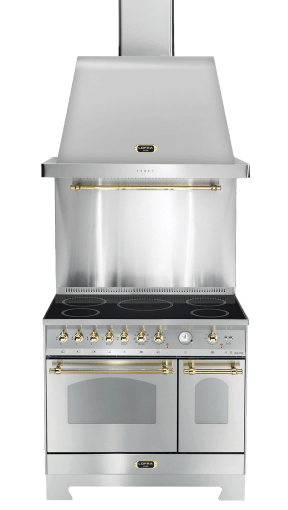 komfyrpakke-rustfri-messing-dolce-vita-90-cm-induksjon-komfyr-vifte-veggbeskyttelse