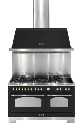 komfyrpakke-svart-messing-dolce-vita-150-cm-komfyr-vifte-sprutbeskyttelse-gasskomfyr