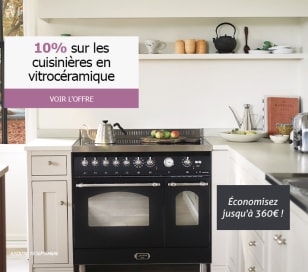 Piano de cuisson - Dolce Vita 90 cm (2 fours) (Blanc Perle/Laiton