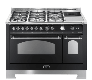 dolce-vita-komfur-med-kombinationskogeplade-120-cm-2-ovne-sort-krom