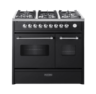 Pazzano - Cuore - Piano de cuisson à gaz 90 cm (2 fours) (Noir/Acier brossé)