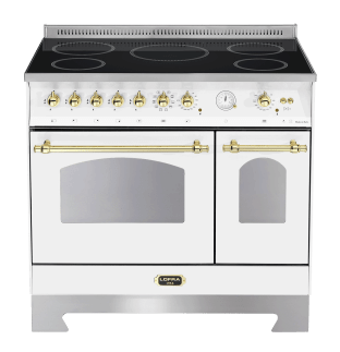 Piano de cuisson - Dolce Vita 90 cm (2 fours) (Blanc Perle/Laiton) Induction