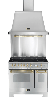 Ensemble piano de cuisson Acier inoxydable/Laiton - Dolcevita 90 cm (piano de cuisson à induction + hotte + crédence)