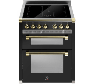 Ascot - Combi-Steam - Induktionsspis 70 cm (2 ugnar) (Nero/Brass)