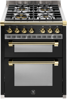 Ascot - Combi-Steam - Gaskomfur 70 cm (2 ovne) (Nero/Brass)
