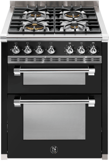 Ascot - Combi-Steam - Gasspis 70 cm (2 ugnar) (Nero/Chrome)