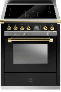 Steel - Ascot - Combi-Steam - Induksjonskomfyr 70 cm (1 ovn) (Nero/Brass)