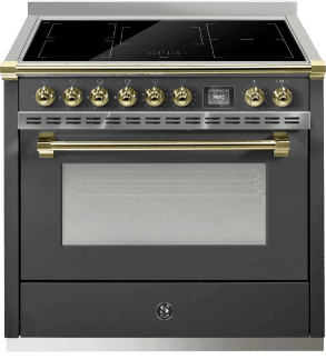 Ascot - Combi-steam - Induktionsspis 90 cm (1 ugn) (Antracite/Brass)