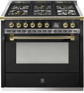 Ascot - Combi-steam - Gasspis 90 cm (1 ugn) (Nero/Brass) 