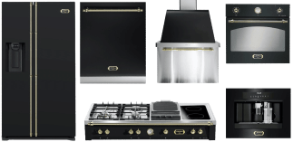 Hvitevarepakke - Lofra Dolce Vita (Rangetop + oppvaskmaskin + kjøleskap + vifte + sprutbeskyttelse + ovn + kaffemaskin)