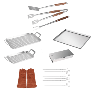 Accessory package for free-standing gas grills with 4 burners