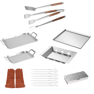 Accessory package for free-standing gas grills with 6 burners