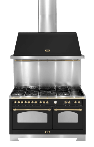 komfyrpakke-svart-messing-dolce-vita-150-cm-komfyr-vifte-sprutbeskyttelse-gasskomfyr