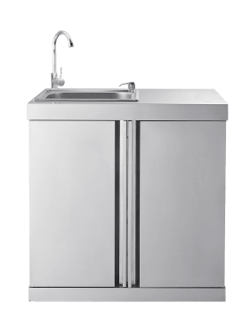 Stainless Collection - Moduuli tiskipöydällä ja säilytyskaapeilla