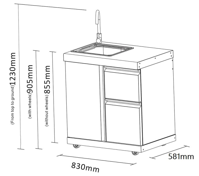 outlet-stainless-collection-modul-med-opvaskebord-og-opbevaringsskab