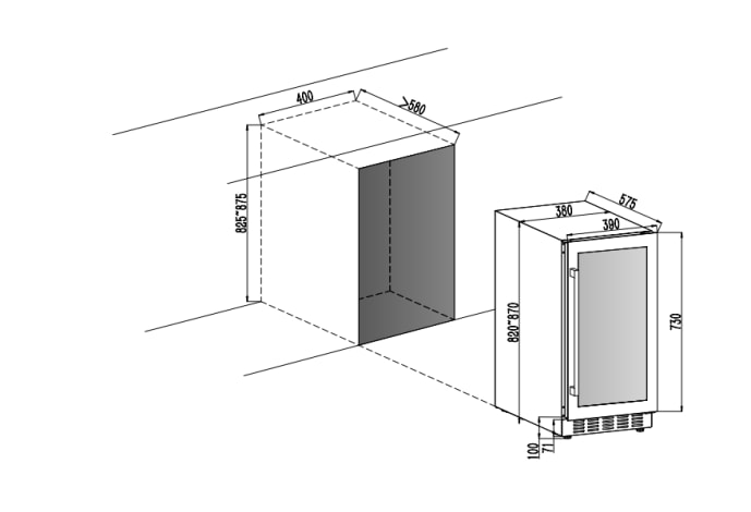innbyggbart-vinskap-arctic-collection-40d-fullglass-black