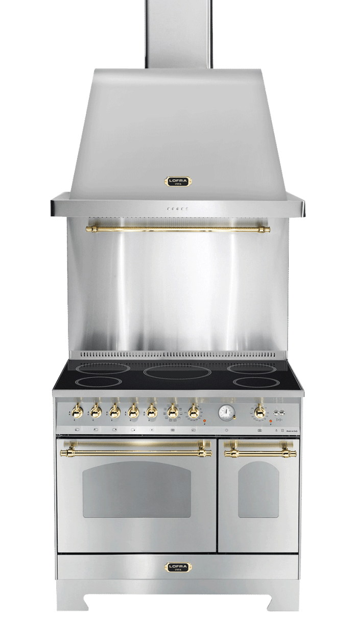 komfyrpakke-rustfri-messing-dolce-vita-90-cm-induksjon-komfyr-vifte-veggbeskyttelse