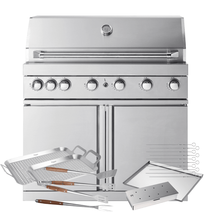 stainless-collection-freistehender-gasgrill-mit-6-brennern-und-infrarotbrenner-inkl-zubehorpaket
